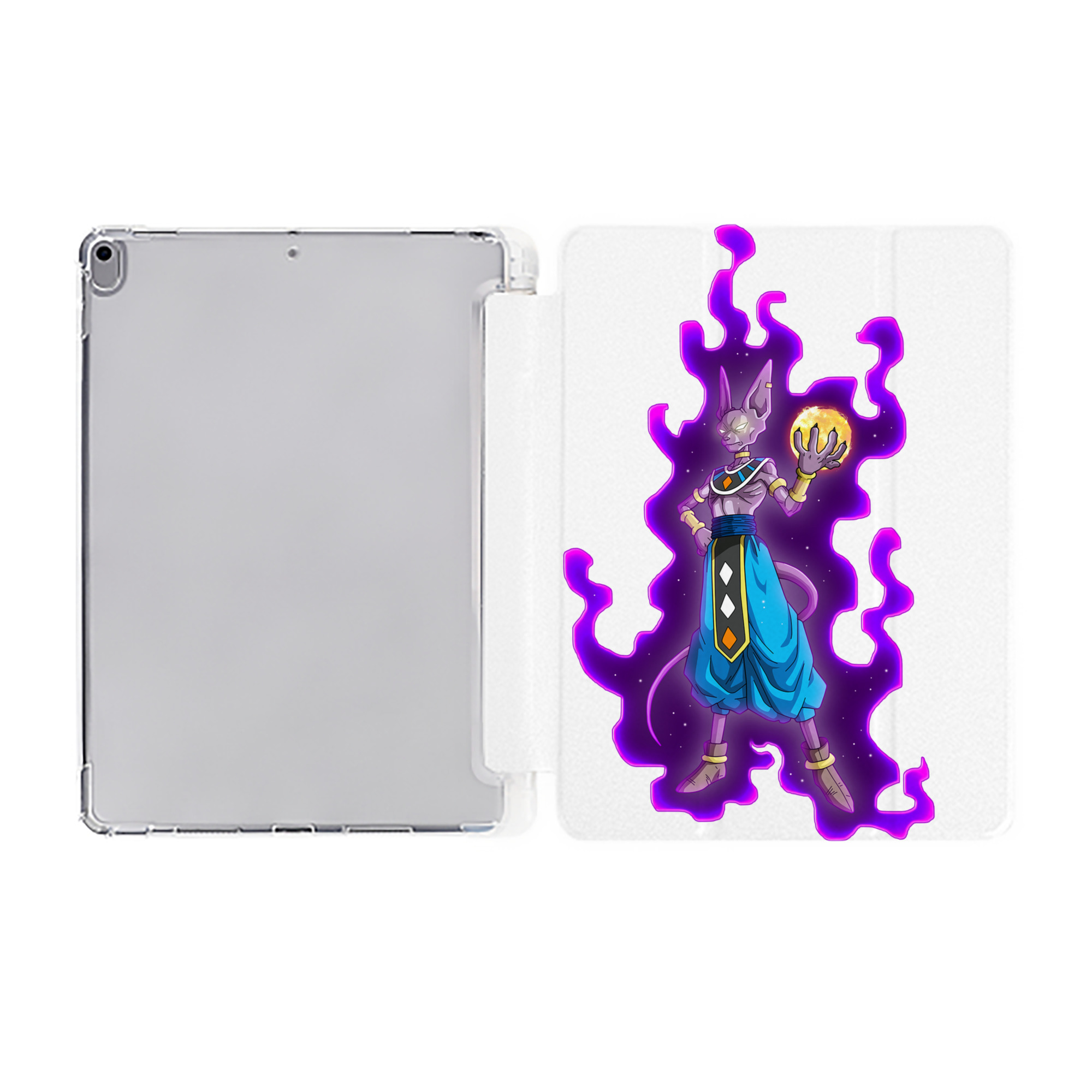 （画像用） ドラゴンボール ビルス 破壊神ビルス DRAGON BALL Beerus Birusu IPad ケース ペン収納付き 三つ折りスタンド PUレザー×シリコン 対応機種9.5/10.5/10.9インチ